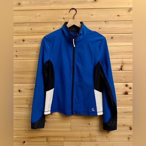 Calme Johnny Was Size Medium Endurance Black Blue Mesh Zip Up Performance Jacket - Picture 1 of 13